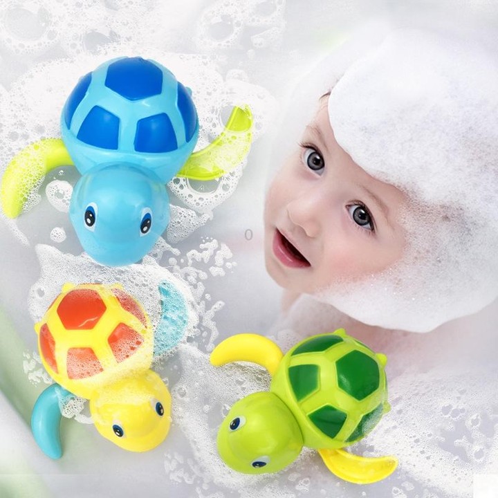 Cartoon Turtle Shape Clockwork Toy Babies Bathing Play Water Toy Children Educational Toy(Orange)