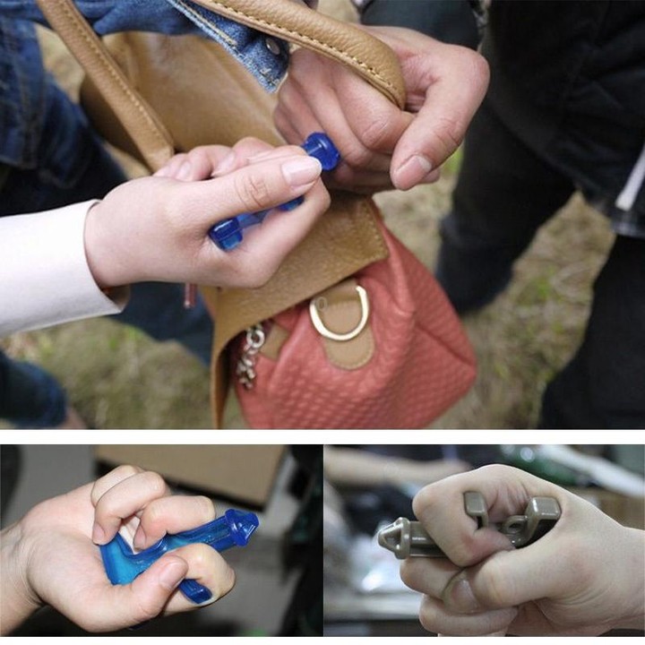2 PCS Outdoor Emergency Strong Self-defense Personal Protection Security Tool Women Finger Stinger Drill(Transparent)