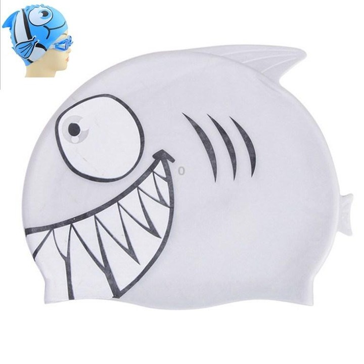 Ear Protection Small Fish Pattern Diving Cap Children Silicone Swimming Cap(C)