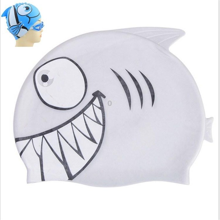 Ear Protection Small Fish Pattern Diving Cap Children Silicone Swimming Cap(C)