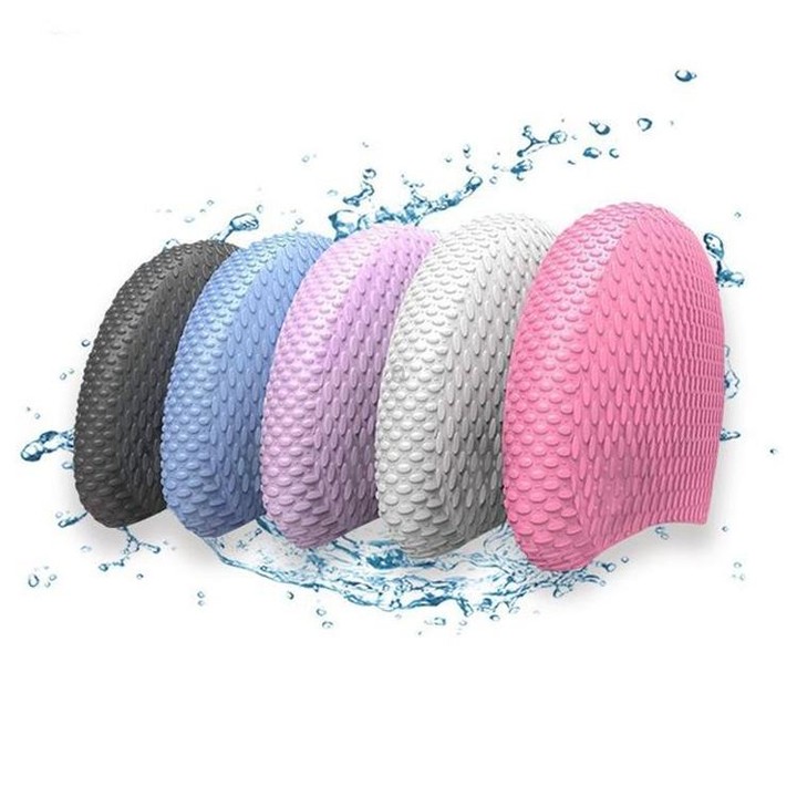 Particles Thickening High Elasticity Non-slip Silicone Swimming Cap(White)