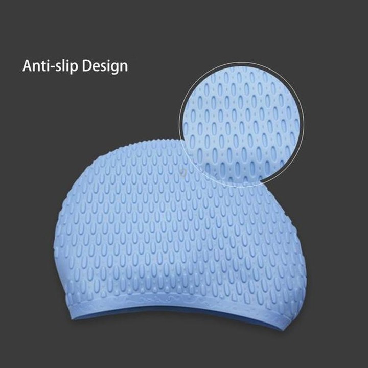 Particles Thickening High Elasticity Non-slip Silicone Swimming Cap(Black)