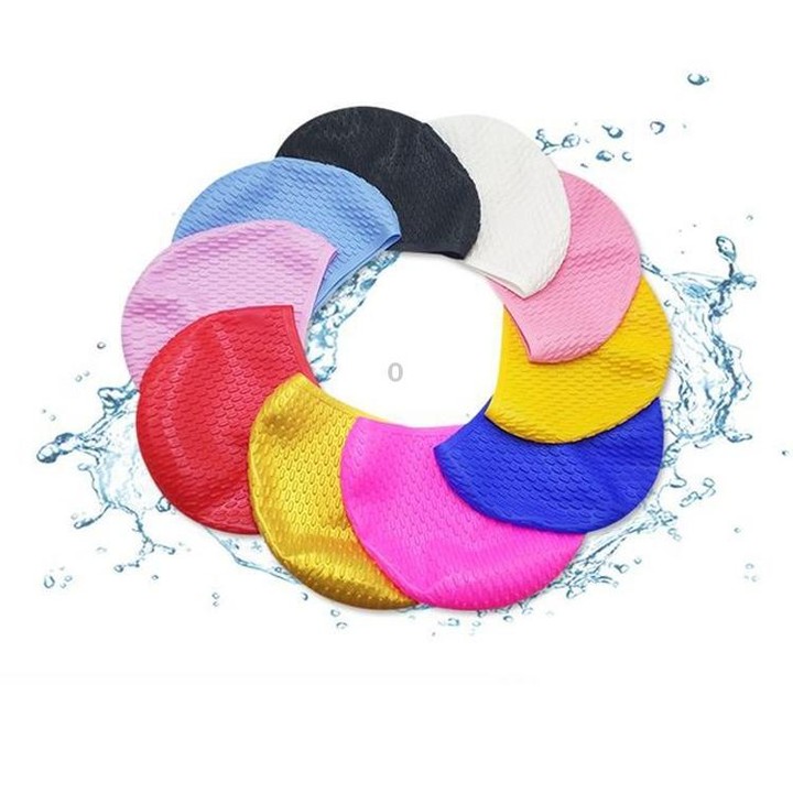 Particles Thickening High Elasticity Non-slip Silicone Swimming Cap(Purple)