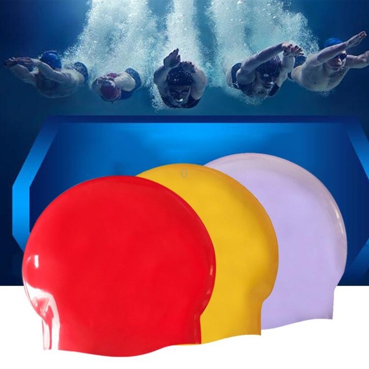 Glossy Seamless Pure Silicone High Elasticity Professional Swimming Cap(Red)