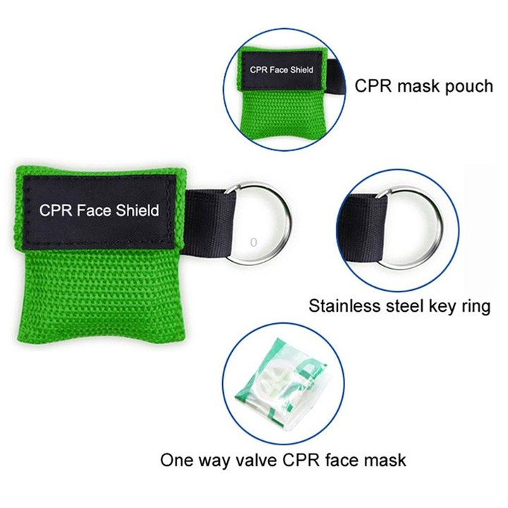 CPR Emergency Face Shield Mask Key Ring Breathing Mask(Black)