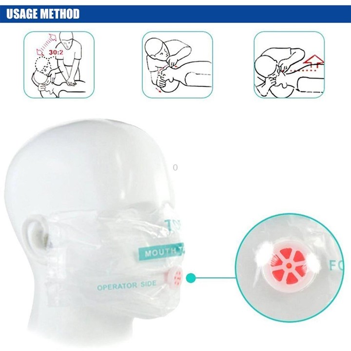 CPR Emergency Face Shield Mask Key Ring Breathing Mask(Orange)