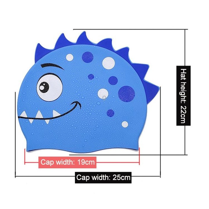 Children Cartoon Dinosaur Comfortable Silicone Swimming Cap(Green1)