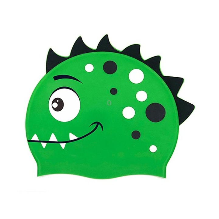 Children Cartoon Dinosaur Comfortable Silicone Swimming Cap(Green1)