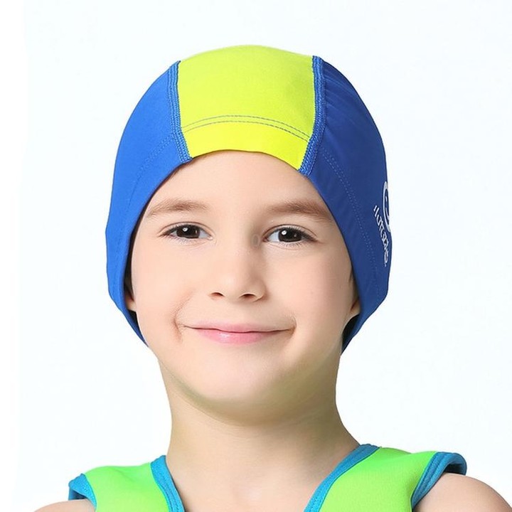 1101 Middle Age Children Deepen Summer Sun Protection Swimming Caps(Yellow)