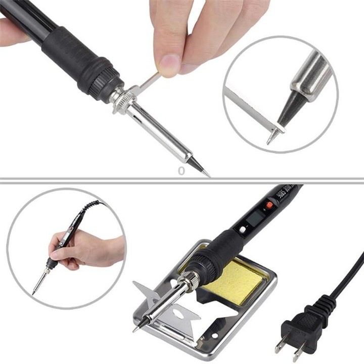 908S 80W LCD Thermostat Soldering Iron Constant Temperature Soldering Iron, Plug Type:CN Plug(Black)