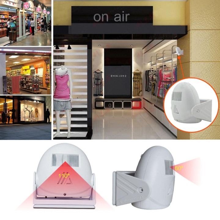5301 Wireless Infrared Motion Sensor Welcome Alarm Intelligent Greeting Warning Doorbell, IR Distance: 10m(White)