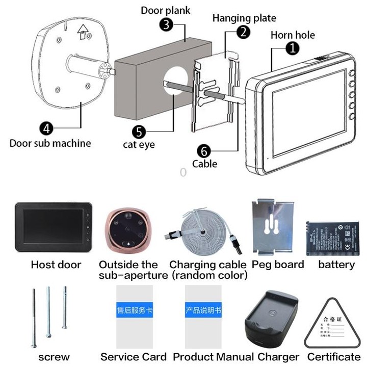 M4300A 4.3 inch Display Screen 3.0MP Camera Video Smart Doorbell, Support TF Card (32GB Max) & Motion Detection & Infrared Night