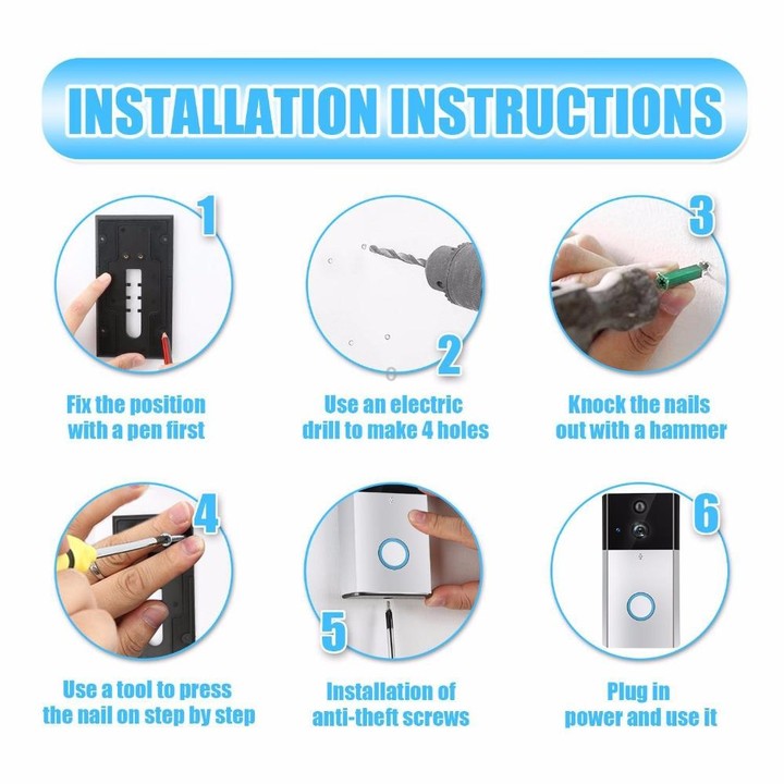 VESAFE HD 720P Security Camera Smart WiFi Video Doorbell Intercom, Support TF Card & Infrared Night Vision & Motion Detection Ap