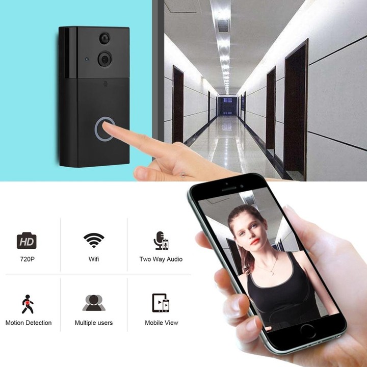 VESAFE HD 720P Security Camera Smart WiFi Video Doorbell Intercom, Support TF Card & Infrared Night Vision & Motion Detection Ap
