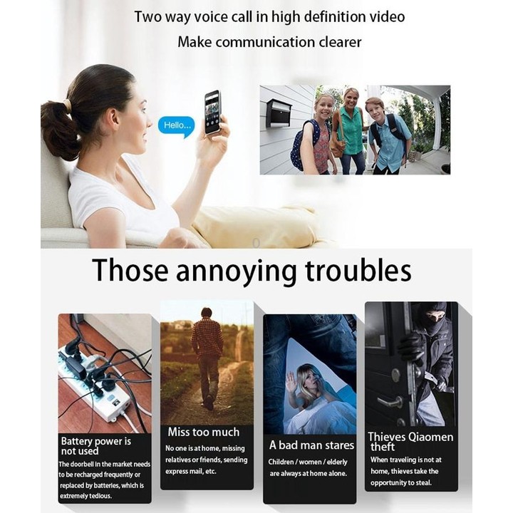 VESAFE Home VS-M2 HD 720P Security Camera Smart WiFi Video Doorbell Intercom, Support TF Card & Night Vision & PIR Detection APP