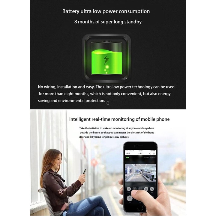 VESAFE Home VS-M2 HD 720P Security Camera Smart WiFi Video Doorbell Intercom, Support TF Card & Night Vision & PIR Detection APP