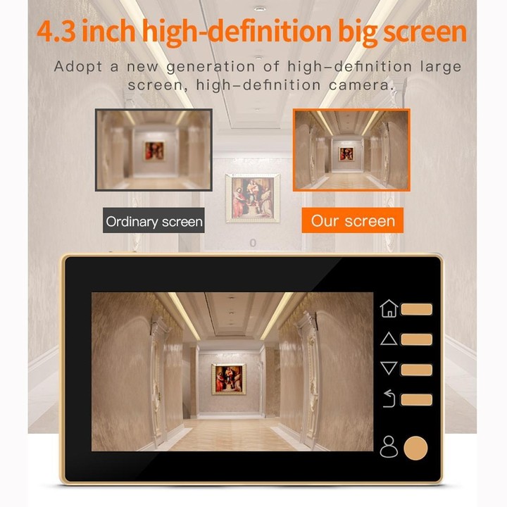 Danmini Q10 4.3 Inch Screen Motion Detection Camera Video Alarm Smart Digital Door Viewer, Support TF Card (Black)