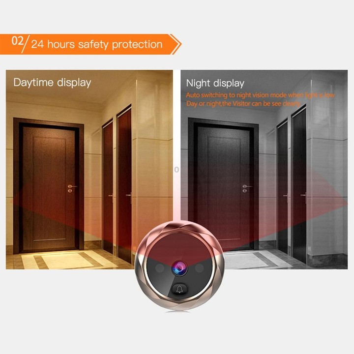 DD1 Smart Electronic Cat Eye Camera Doorbell with 2.8 inch LCD Screen, Support Infrared Night Vision(Silver)