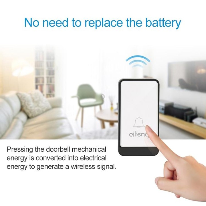 AITENG V018J Wireless Batteryless WIFI Doorbell, US Plug