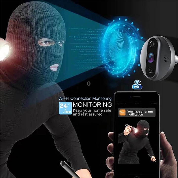 R9 4.3 inch WiFi Smart Video Visual Electronic Peephole Doorbell (Black)