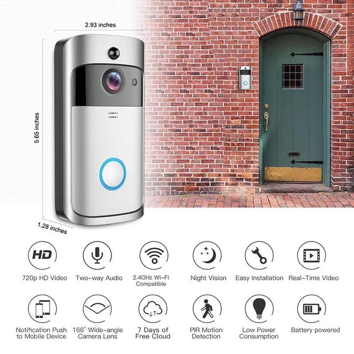 M4 720P Smart WIFI Ultra Low Power Video PIR Visual Doorbell with 3 Battery Slots,Support Mobile Phone Remote Monitoring & Night