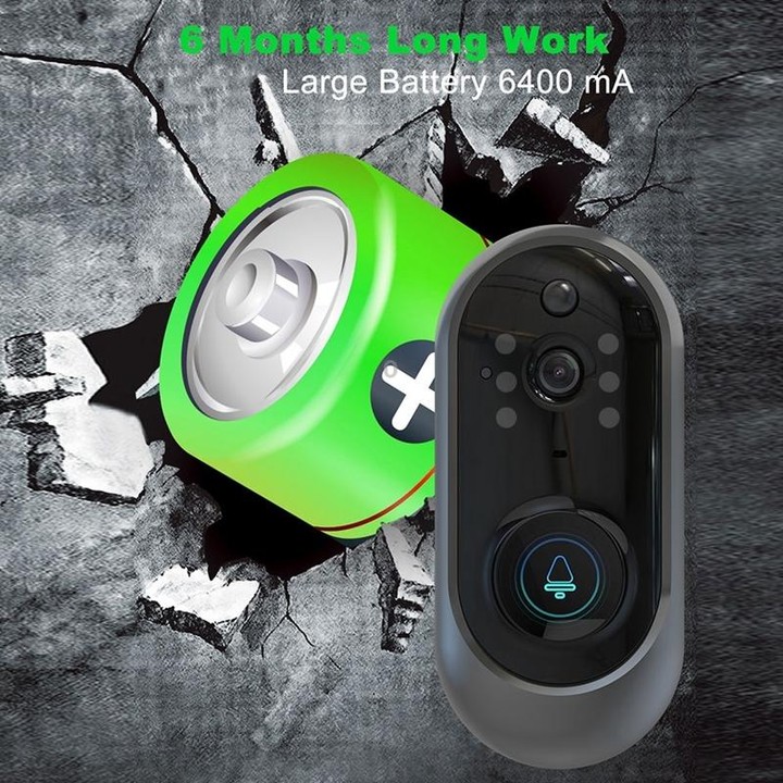 M108 720P 6400mAh Smart WIFI Video Visual Doorbell,Support Phone Remote Monitoring & Real-time Voice Intercom (Black)