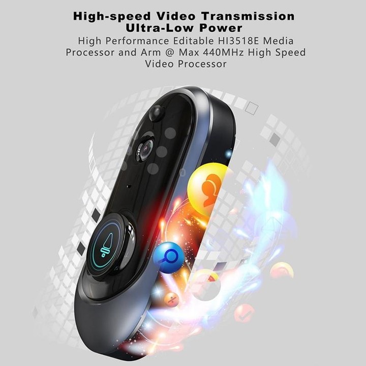 M108 720P 6400mAh Smart WIFI Video Visual Doorbell,Support Phone Remote Monitoring & Real-time Voice Intercom (Black)