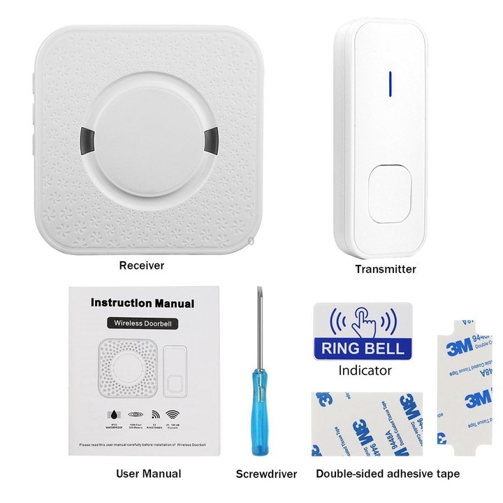 P6-B 110dB Wireless IP55 Waterproof Low Power Consumption WiFi Doorbell Receiver, 53 Music Options, Receiver Distance: 300m(Whit