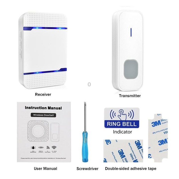N15K-1T1-B 110dB Wireless IP55 Waterproof Low Power Consumption WiFi Doorbell Receiver with Night Light , Receiver Distance: 300