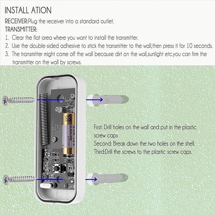 N15K-1T1-B 110dB Wireless IP55 Waterproof Low Power Consumption WiFi Doorbell Receiver with Night Light , Receiver Distance: 300