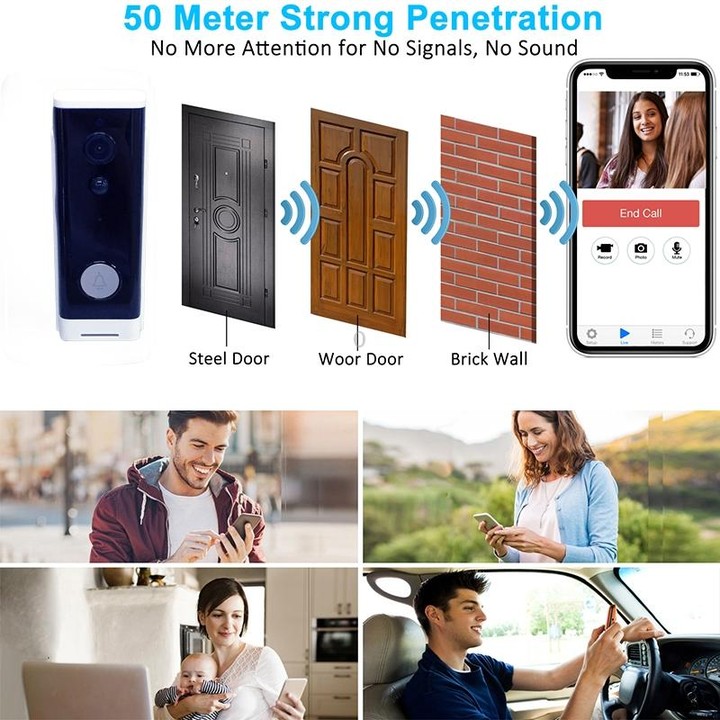 M200A 1080P WiFi Intelligent Round Button Video Doorbell, Support Infrared Motion Detection & Adaptive Rate & Two-way Intercom &