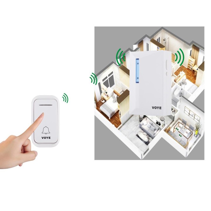 VOYE V015F Home Music Remote Control Wireless Doorbell with 38 Polyphony Sounds (White)