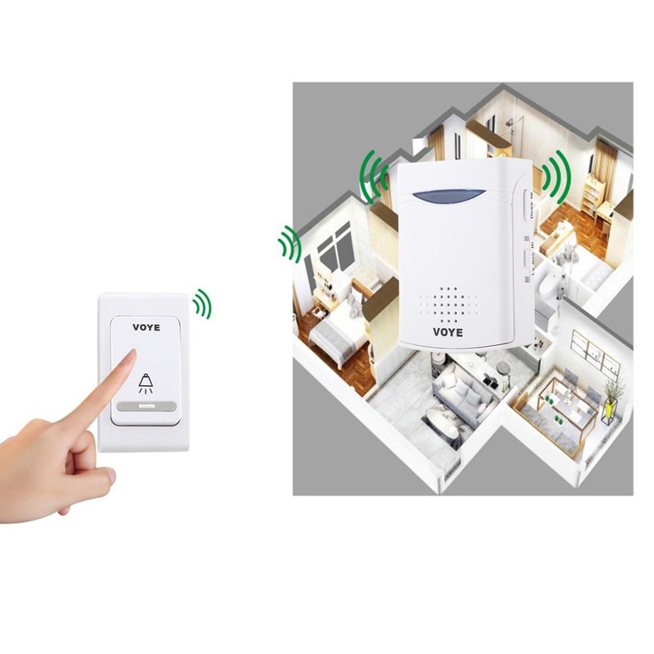 VOYE V006B Home Music Remote Control Wireless Doorbell with 38 Polyphony Sounds (White)
