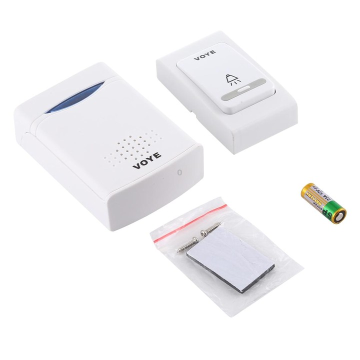 VOYE V006B Home Music Remote Control Wireless Doorbell with 38 Polyphony Sounds (White)