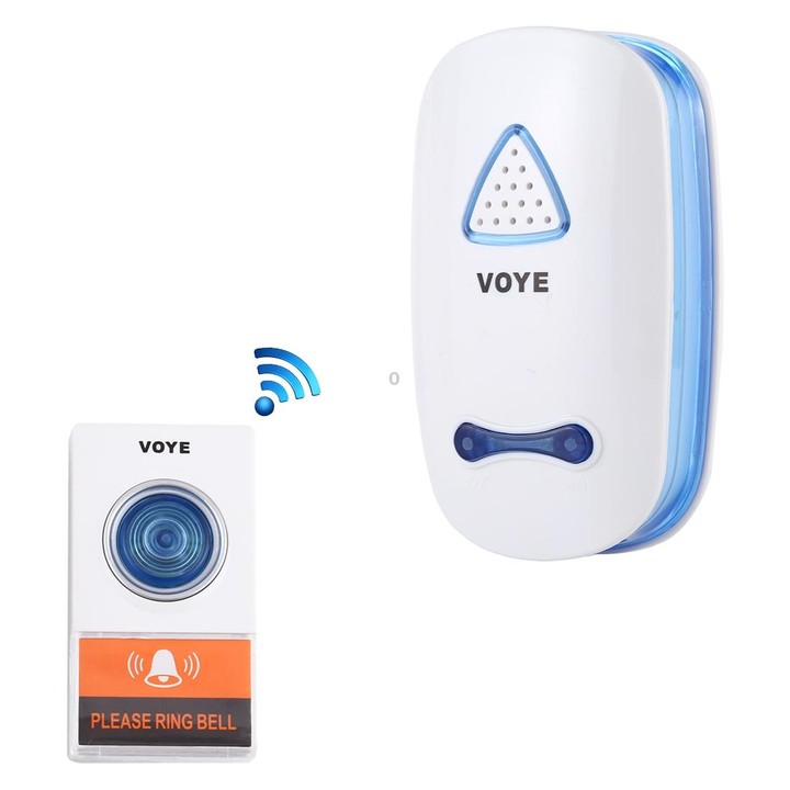 VOYE V025A Home Music Remote Control Wireless Doorbell with 38 Polyphony Sounds, US Plug (White)