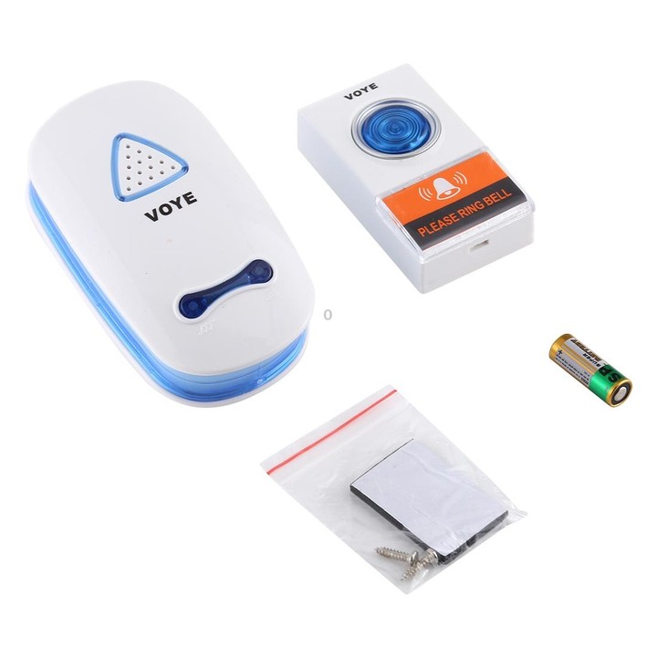 VOYE V025A Home Music Remote Control Wireless Doorbell with 38 Polyphony Sounds, US Plug (White)