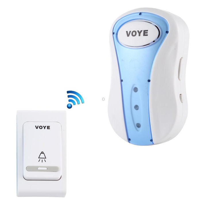 VOYE V008B Home Music Remote Control Wireless Doorbell with 38 Polyphony Sounds, US Plug (White)