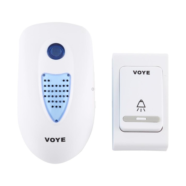 VOYE V003B Home Music Remote Control Wireless Doorbell with 38 Polyphony Sounds, US Plug (White)