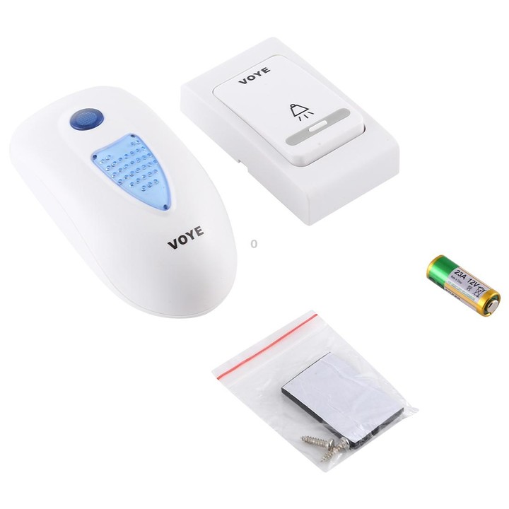 VOYE V003B Home Music Remote Control Wireless Doorbell with 38 Polyphony Sounds, US Plug (White)