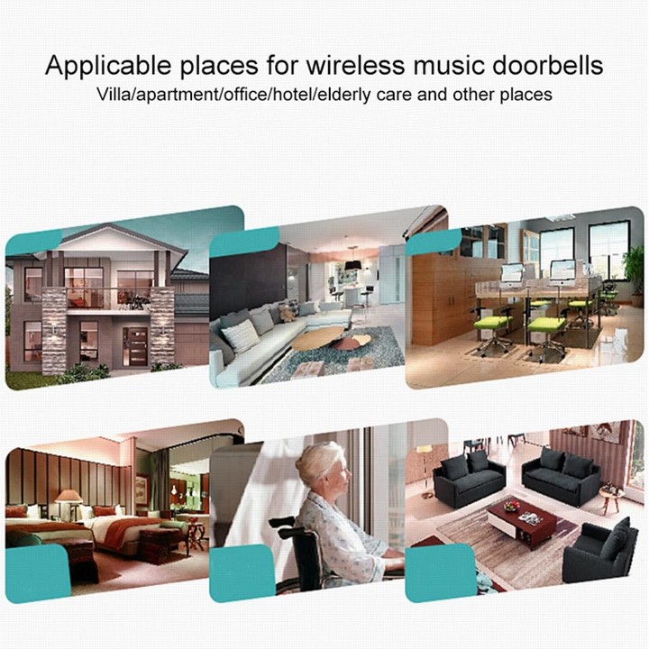 CMF1188 Home Music Remote Control Wireless Doorbell with 38 Ringtones & Colorful Flashing Lights + Ringtones / Ringtones / Color