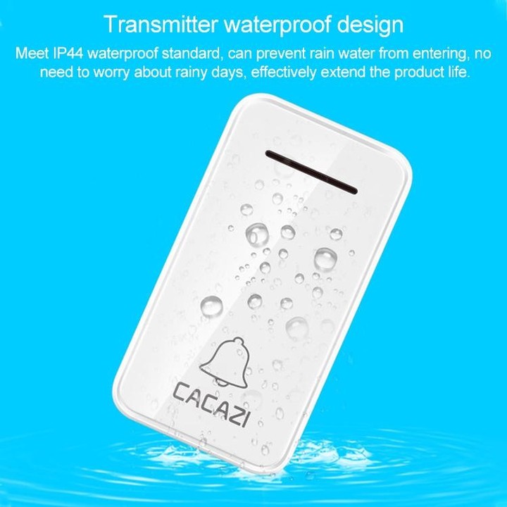 CACAZI FA8 Self-Powered Wireless Doorbell, EU Plug(Black)