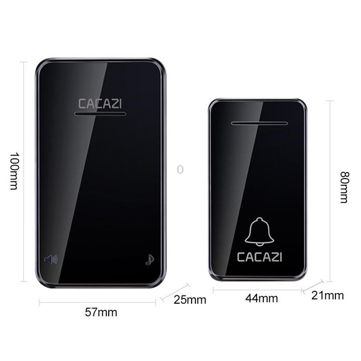 CACAZI FA8 Self-Powered Wireless Doorbell, EU Plug(Black)