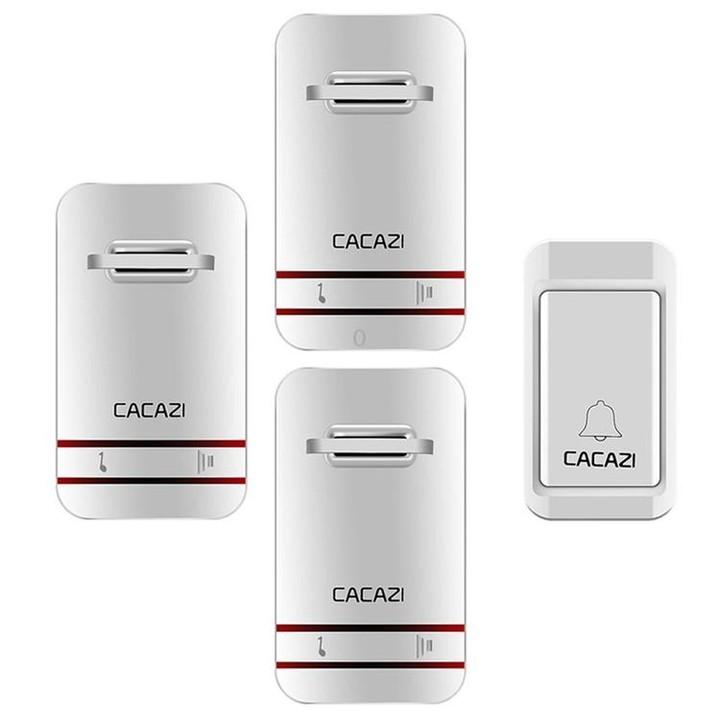 CACAZI V027G One Button Three Receivers Self-Powered Wireless Home Kinetic Electronic Doorbell, EU Plug