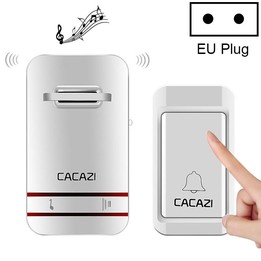 CACAZI V027G One Button One Receivers Self-Powered Wireless Home Kinetic Electronic Doorbell, EU Plug