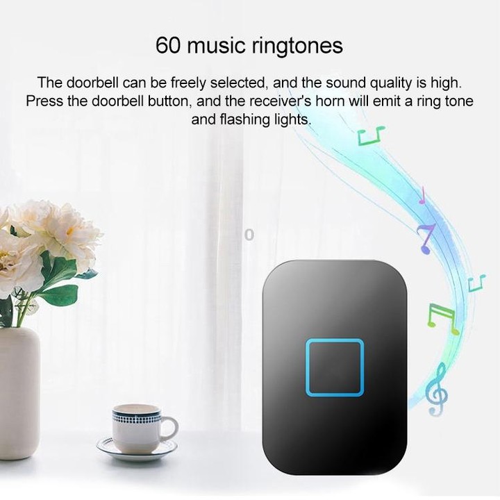 CACAZI FA88 Self-Powered Smart Home Wireless Doorbell, US Plug(White)