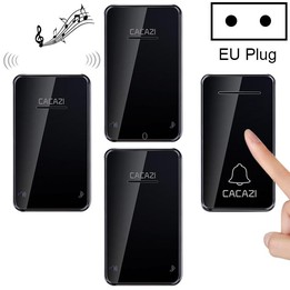 CACAZI FA8 One Button Three Receivers Self-Powered Smart Home Wireless Doorbell, EU Plug(Black)