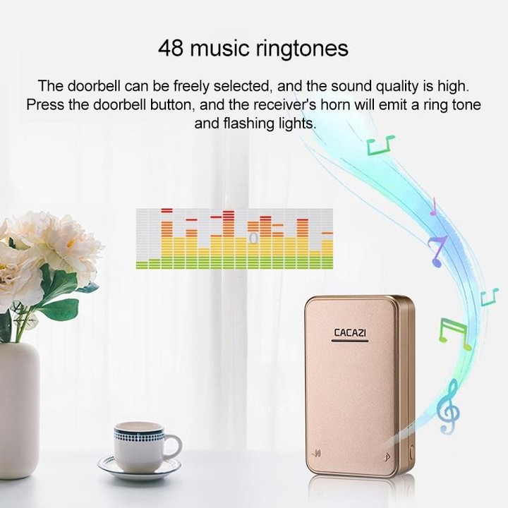 CACAZI FA8 One Button Three Receivers Self-Powered Smart Home Wireless Doorbell, EU Plug(White)