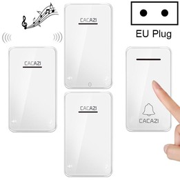 CACAZI FA8 One Button Three Receivers Self-Powered Smart Home Wireless Doorbell, EU Plug(White)