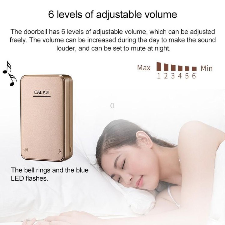 CACAZI FA8 One Button Three Receivers Self-Powered Smart Home Wireless Doorbell, US Plug(Gold)