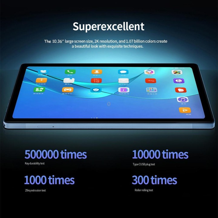BDF P60 4G LTE Tablet PC, 10.36 inch, 8GB+128GB, Android 11.0 MTK6762 Octa Core, Support Dual SIM & Bluetooth & WiFi, EU Plug(Gr